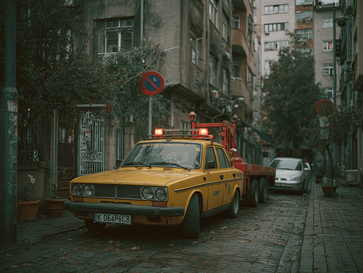 Pauk odnosi nepropisno parkirani automobil pored znaka zabrane parkiranja